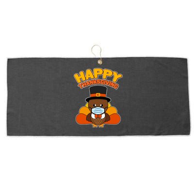 Cute Happy Thanksgiving Quarantine Turkey Mask Large Microfiber Waffle Golf Towel