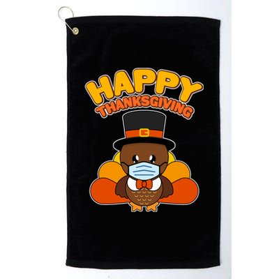 Cute Happy Thanksgiving Quarantine Turkey Mask Platinum Collection Golf Towel