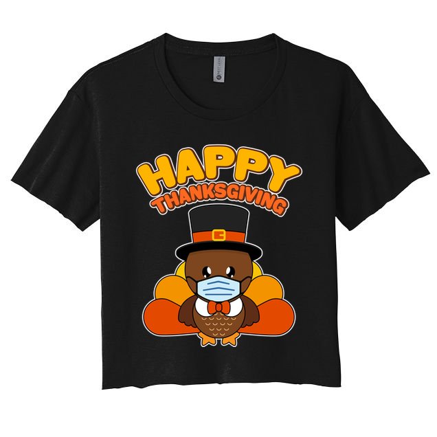 Cute Happy Thanksgiving Quarantine Turkey Mask Crop Top