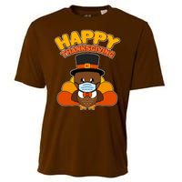 Cute Happy Thanksgiving Quarantine Turkey Mask Cooling Performance Crew T-Shirt