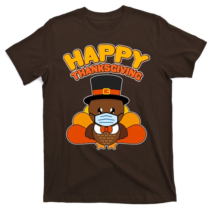 Cute Happy Thanksgiving Quarantine Turkey Mask T-Shirt