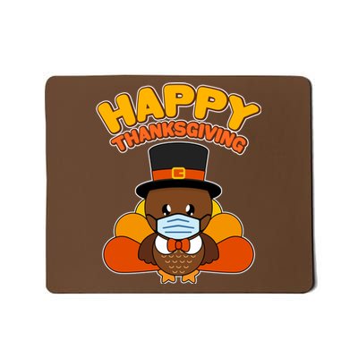 Cute Happy Thanksgiving Quarantine Turkey Mask Mousepad