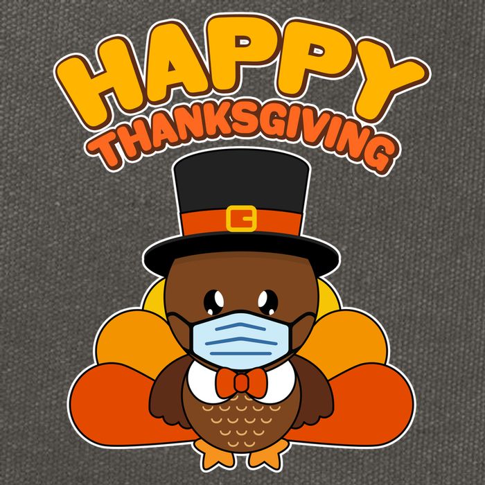 Cute Happy Thanksgiving Quarantine Turkey Mask Cotton Canvas Backpack