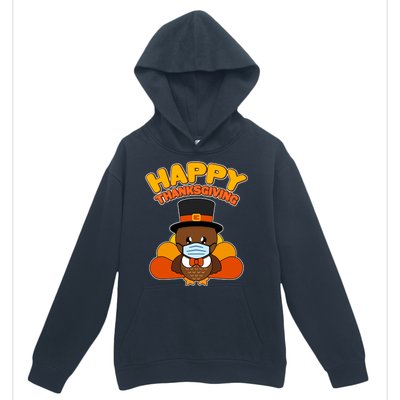 Cute Happy Thanksgiving Quarantine Turkey Mask Urban Pullover Hoodie