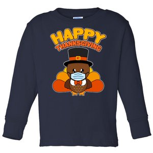 Cute Happy Thanksgiving Quarantine Turkey Mask Toddler Long Sleeve Shirt