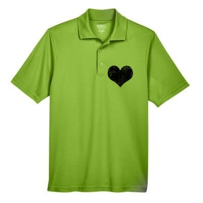 Cute Heart Valentines Day Vintage Distressed Men's Origin Performance Piqué Polo