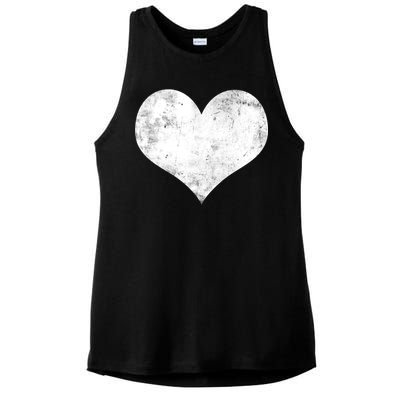 Cute Heart Valentines Day Vintage Distressed Ladies PosiCharge Tri-Blend Wicking Tank