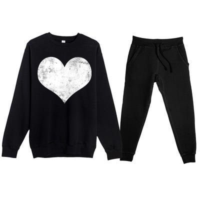 Cute Heart Valentines Day Vintage Distressed Premium Crewneck Sweatsuit Set