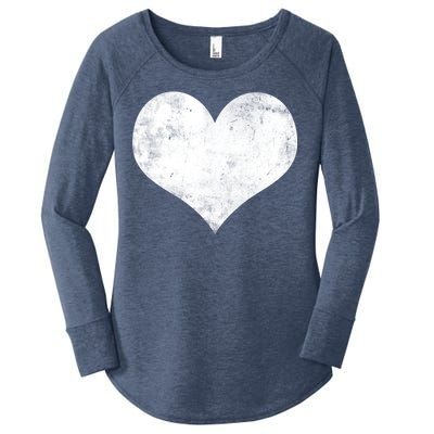 Cute Heart Valentines Day Vintage Distressed Women's Perfect Tri Tunic Long Sleeve Shirt