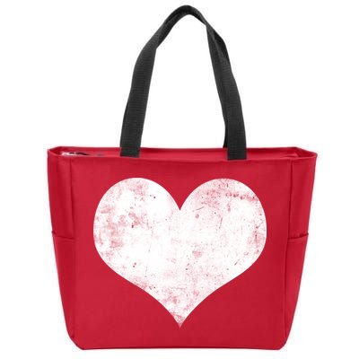 Cute Heart Valentines Day Vintage Distressed Zip Tote Bag