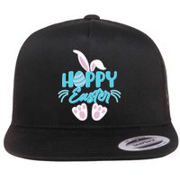 Cute Hoppy Happy Easter Bunny  Flat Bill Trucker Hat
