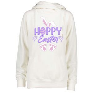 Cute Hoppy Happy Easter Bunny  Womens Funnel Neck Pullover Hood