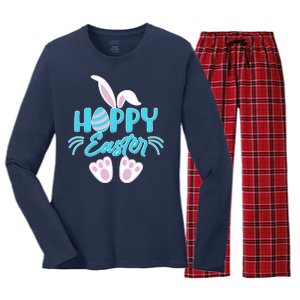 Cute Hoppy Happy Easter Bunny  Women's Long Sleeve Flannel Pajama Set 