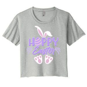 Cute Hoppy Happy Easter Bunny  Women's Crop Top Tee