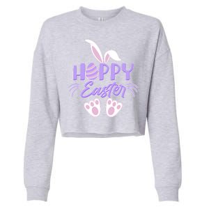 Cute Hoppy Happy Easter Bunny  Cropped Pullover Crew