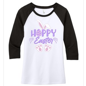 Cute Hoppy Happy Easter Bunny  Women's Tri-Blend 3/4-Sleeve Raglan Shirt