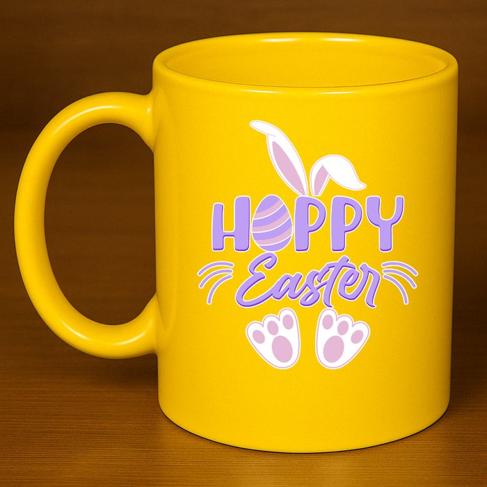 Cute Hoppy Happy Easter Bunny  11oz C Handle Ceramic Mug
