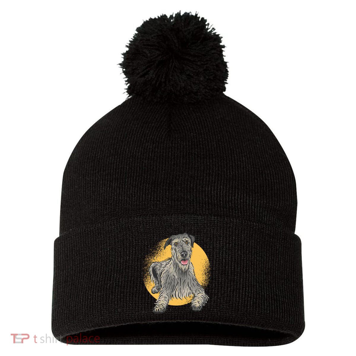 Cute Hound Dog Pom Pom 12in Knit Beanie