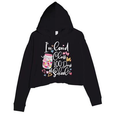 Cute I Loved My Class for 100 Days of School Valentine's Day Crop Fleece Hoodie
