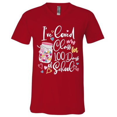 Cute I Loved My Class for 100 Days of School Valentine's Day V-Neck T-Shirt