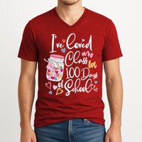 Cute I Loved My Class for 100 Days of School Valentine's Day V-Neck T-Shirt