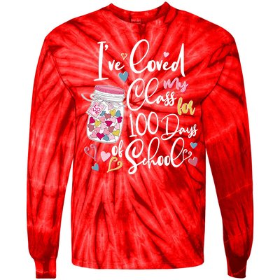 Cute I Loved My Class for 100 Days of School Valentine's Day Tie-Dye Long Sleeve Shirt