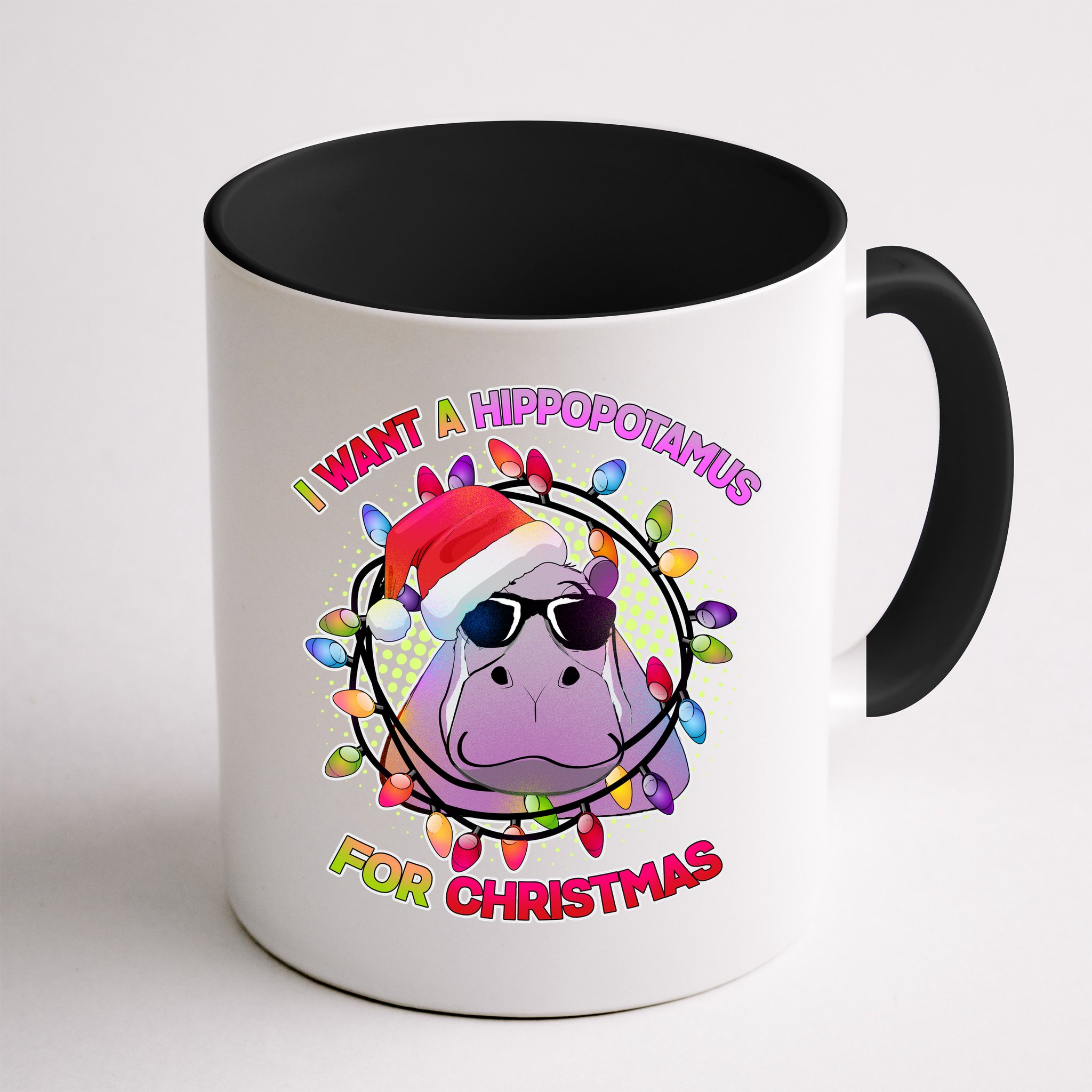 Cute I Want A Hippopotamus for Christmas Lights Mug
