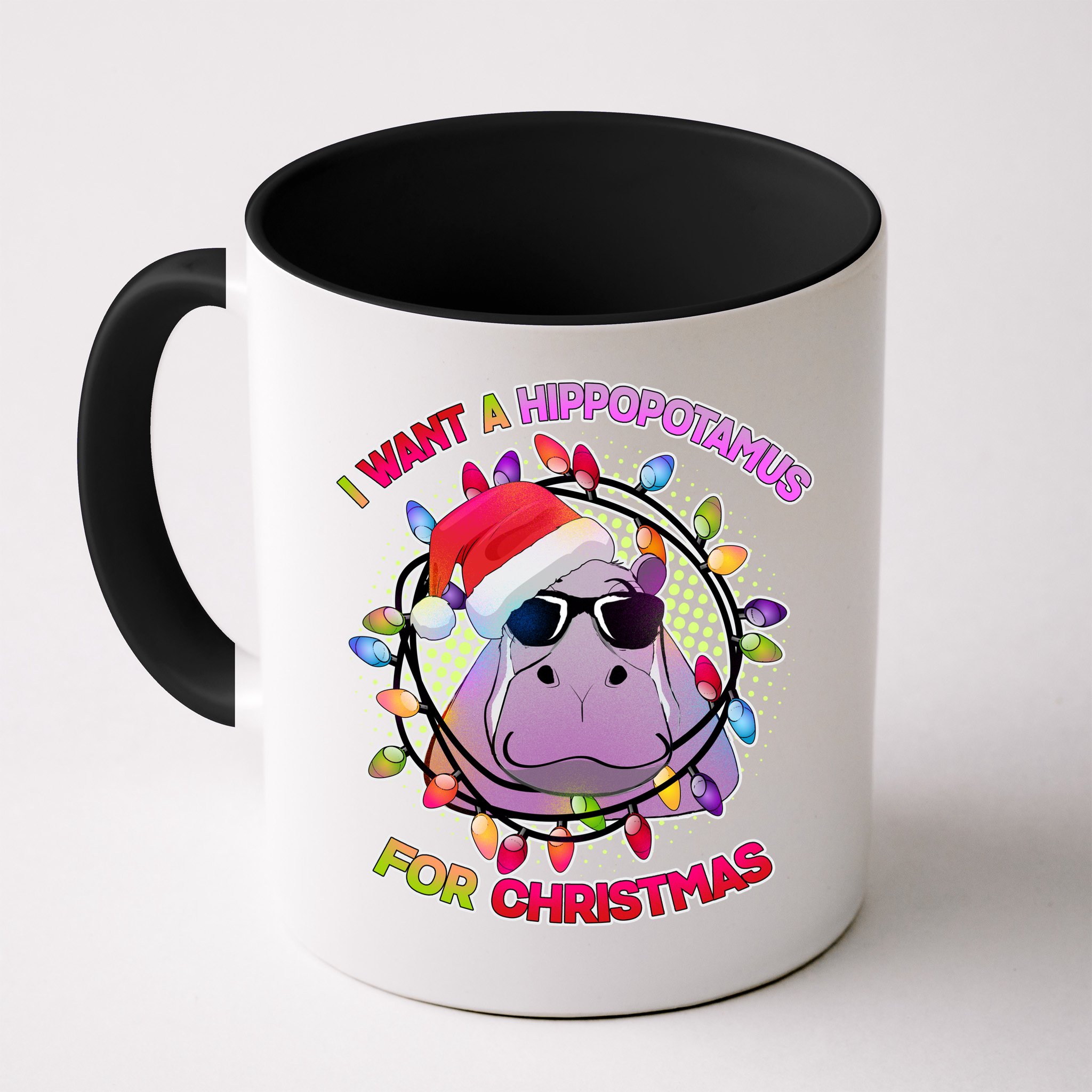 Cute I Want A Hippopotamus for Christmas Lights Mug