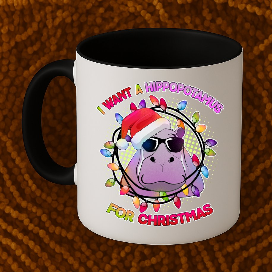 Cute I Want A Hippopotamus for Christmas Lights Mug