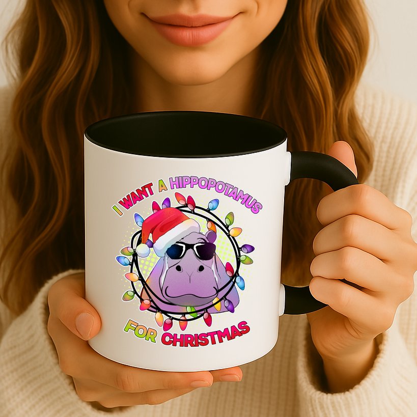 Cute I Want A Hippopotamus for Christmas Lights Mug