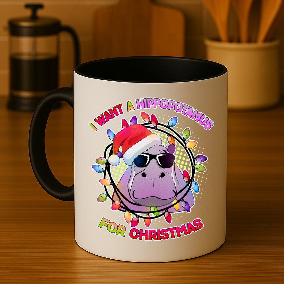 Cute I Want A Hippopotamus for Christmas Lights Mug