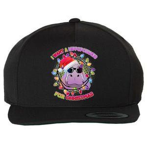 Cute I Want A Hippopotamus for Christmas Lights Wool Snapback Cap