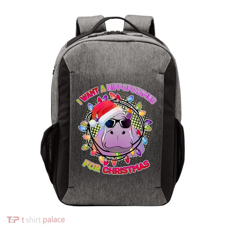 Cute I Want A Hippopotamus for Christmas Lights Vector Backpack