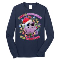 Cute I Want A Hippopotamus for Christmas Lights Long Sleeve Shirt