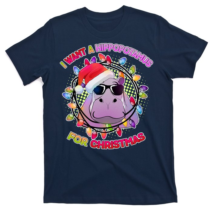 Cute I Want A Hippopotamus for Christmas Lights T-Shirt