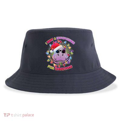 Cute I Want A Hippopotamus for Christmas Lights Sustainable Bucket Hat
