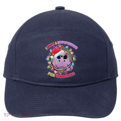 Cute I Want A Hippopotamus for Christmas Lights 7-Panel Snapback Hat