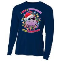 Cute I Want A Hippopotamus for Christmas Lights Cooling Performance Long Sleeve Crew