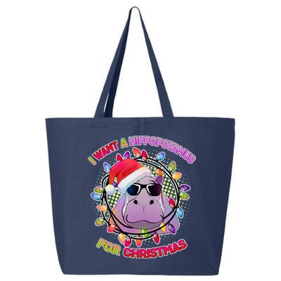 Cute I Want A Hippopotamus for Christmas Lights 25L Jumbo Tote