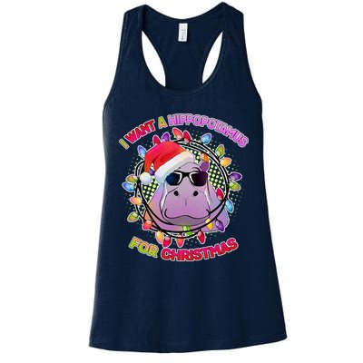 Cute I Want A Hippopotamus for Christmas Lights Womens Tank Top