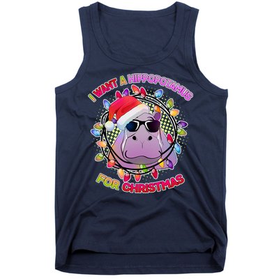 Cute I Want A Hippopotamus for Christmas Lights Tank Top