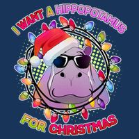 Cute I Want A Hippopotamus for Christmas Lights Zip Tote Bag