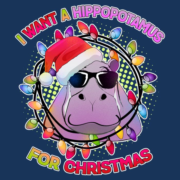 Cute I Want A Hippopotamus for Christmas Lights Zip Tote Bag