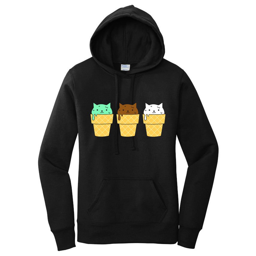 Cute Ice Cream Cat Flavors Women's Pullover Hoodie