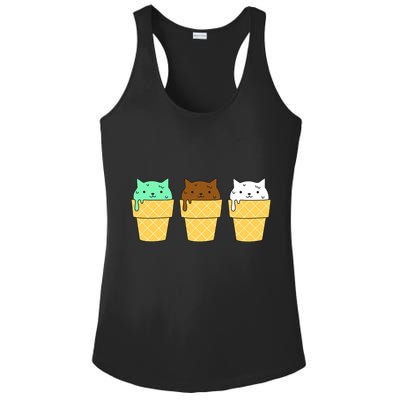 Cute Ice Cream Cat Flavors Ladies PosiCharge Competitor Racerback Tank