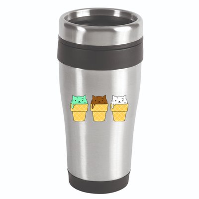 Cute Ice Cream Cat Flavors 16oz Travel Tumbler