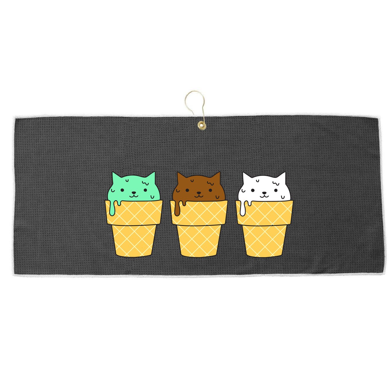 Cute Ice Cream Cat Flavors Large Microfiber Waffle Golf Towel