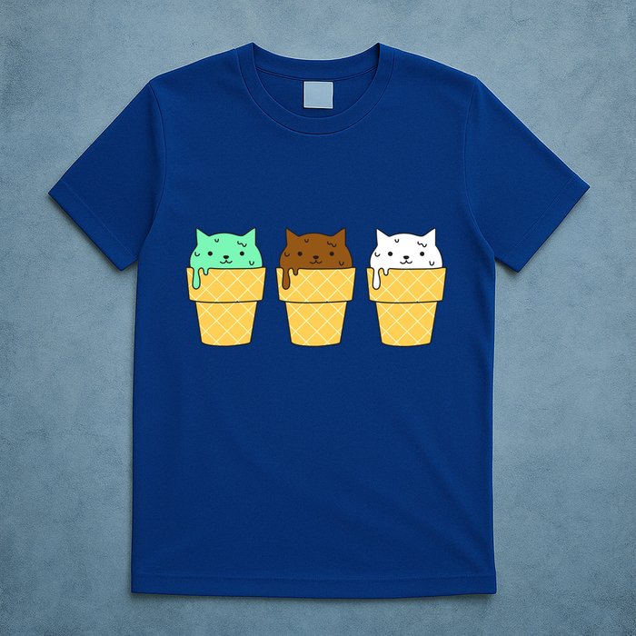 Cute Ice Cream Cat Flavors T-Shirt