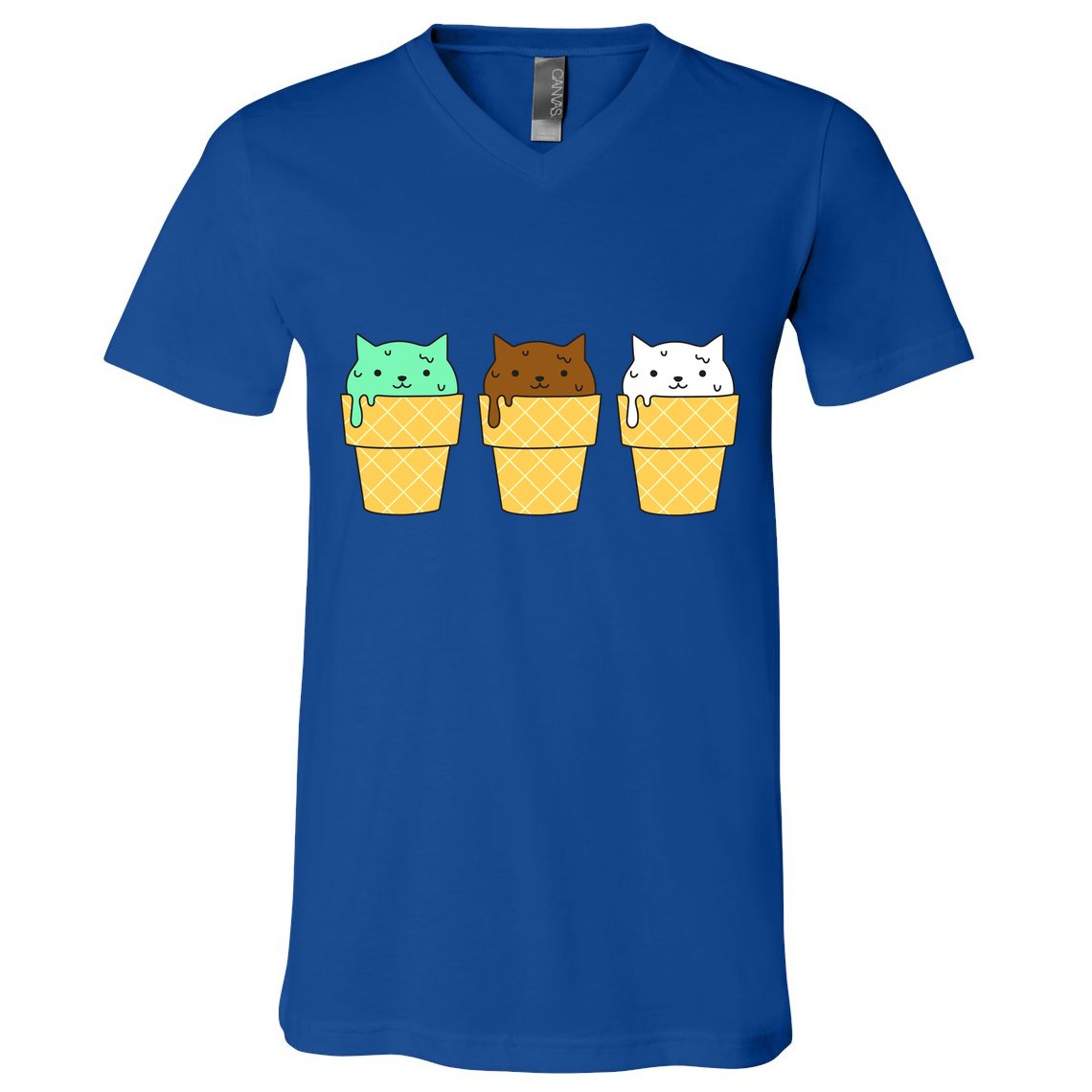 Cute Ice Cream Cat Flavors V-Neck T-Shirt