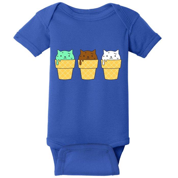 Cute Ice Cream Cat Flavors Baby Bodysuit